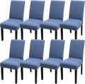 JQinHome Dining Room Chair Covers Set of 8, High Stretch Chair Slipcover Removable Washable Chair Seat Protector Cover for Home Party Hotel Wedding Ceremony (Gray Blue)