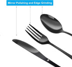 4PCS Premium Travel Utensils With Case, Stainless Steel Reusable Portable Utensils Set With Case, Lengnoyp Travel Silverware Set With Case for Lunch Box Includ Fork Spoon Knife Set, Black