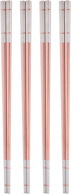 Reusable Stainless Steel Chopsticks,Dishwasher Safe , Easy to Use(4 PCS,Rose gold)