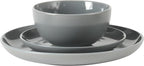 Gibson Home Rockaway 12 Piece Plates and Bowls Matte Outside/Shiny Inside Glaze Service for 4 Dinnerware Set - Blue - Dishwasher and Microwave Safe
