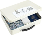 KYODOLED Off-White Safe Box with Digital Keypad Lock, Lock Box with Code for Personal Items, Metal Security Box for Cash, Passport, Ideal for Home, Office, Garage Sale, 11.8'' x 9.4'' x 3.5''
