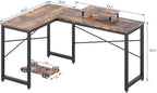 Computer Desk, L Shaped Desk with Large Desktop, Corner Desk with Monitor Stand PC Laptop Table Computer Workstation for Home Office (Rustic Brown)