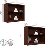 Bush Furniture Universal Small 2 Shelf Bookcase in Vogue Cherry - Set of 2, Matching Storage and Display Bookshelves for Home Office or Living Room Organization