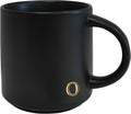 COLLECTIVE HOME - Black Monogram Ceramic Mugs, 15 oz Golden Initial Coffee Cups, Elegant Alphabet Tea Mugs, Personalized Halloween Mug with Gift Box, Perfect for Office and Home Décor (o)