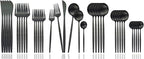 JASHII Silverware Set, 36 Piece Food Grade Stainless Steel Flatware Set Fork Spoon Knife Utensils for Daily Use and Party, Service for 6 Anti Rust, Safe in Dishwasher (Matte Black)