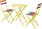 Alpine Corporation MSY114A Rainbow Metal Bistro Set w Two, Table: 24" L x 24" W x 28" H Chair: 16" L 18" W x 32" H
