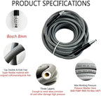5800PSI/400Bar Ultra Flexible Pressure Washer Hose for Bosch Home Cleaning, 5M-30M High Pressure Extension Tube with Quick-Connect Adapter,(Red/Blue/Yellow/Green/Grey/Orange/Light Blue)(Grey,32FT)