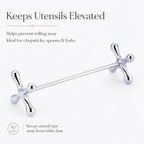 ChezMax Silver Zinc Alloy Flower Chopsticks Rest Spoons Stand Forks Knifes Holder Pack of 5