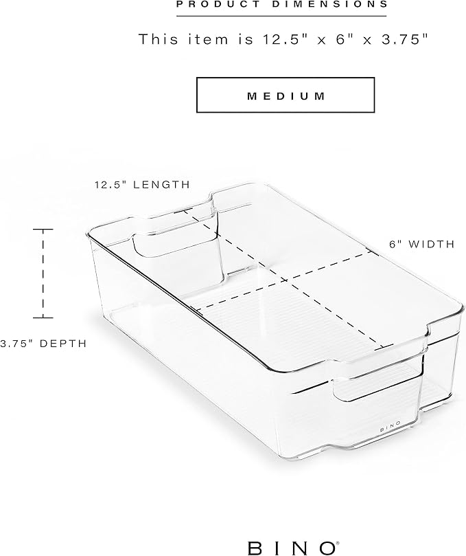 BINO Stackable Multi-Use Storage Organizer Bins, Plastic , BPA-Free, THE STACKER COLLECTION For Pantry / Home Organization, Fridge / Freezer Organizer - 8 Pack