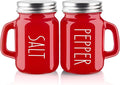 Red Salt and Pepper Shakers Set, ZOSUJO 4 oz Cute Modern Glass Christmas Red Shaker Sets with Stainless Steel Lids, Red Kitchen Decor and Accessories for Home Restaurants Weddings
