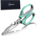 BoFuYuan Detachable Heavy Duty Kitchen Scissors for Food 9-Inch Green | Dishwasher Safe, Sharp Serrated Blade, Multifunctional, Ergonomic Non-Slip Handle, Multipurpose Cooking Food Cutting Shears