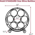 TreeLen Wine Racks Countertop, 7 Bottles Wine Organizer Stand, Metal Free Standing Wine Storage Holder, Water Bottle Holder Stand-Black