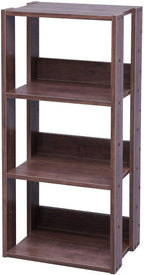 IRIS USA 3-Tier 16" Medium Open Wooden Bookshelf with Adjustable Shelves, Easy Assembly Bookcase Farmhouse Shelf for Small Spaces Bedroom Office Living Room Indoor, Brown