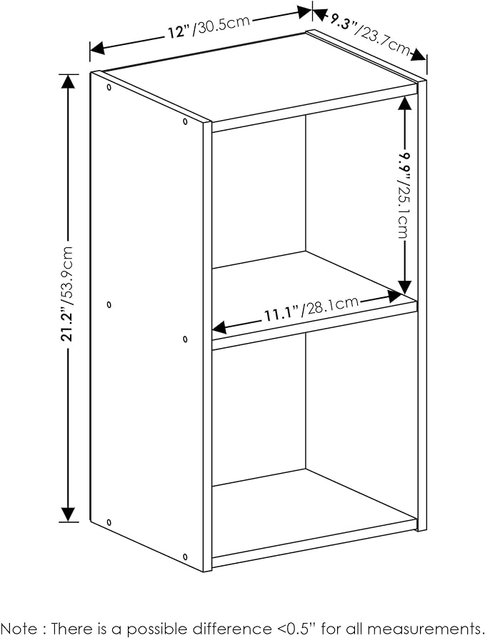 Furinno Luder Bookcase / Book / Storage, 2-Tier Cube, Green/White