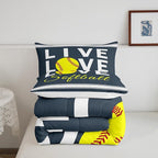 Kids Softball Comforter Set Full Size Softball Gaming Bedding Set for Boys Girls Teens Bedroom Decor Sports Theme Comforter Women Men Baseball Gaming Duvet Set with 2 Pillow Case