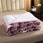 Erosebridal Cherry Blossom Comforter Set Twin Size, Pink Flower Down Comforter, Petal Floral Quilted Duvet, Starry Sky Glitter Girly Warm Duvet Insert, Bedroom Living Dorm Room Decorative