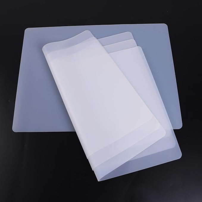 Small Clear Silicone Crafts Mats: Non-Slip Heat Resistant 11.8"W x 15.75"L | Translucent Nonstick SiliconeJewelry Sheet - 0.8mm Countertop Protector Pad for Epoxy Resin Glitter Slime Nail Art 4 Pcs