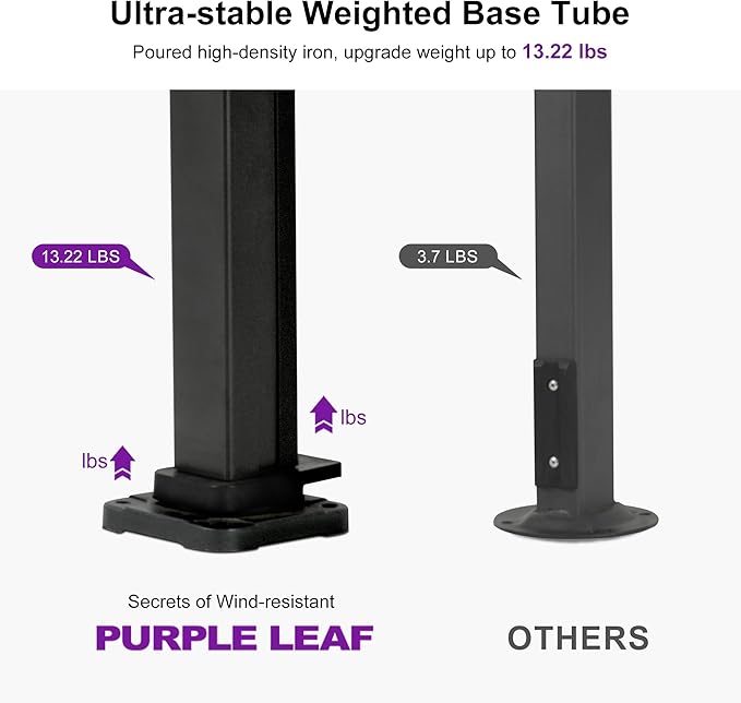 PURPLE LEAF 13 FT Square Patio Umbrella with Base Included Large Cantilever Outdoor Aluminum Offset Umbrella with 360-degree Rotation for Garden Deck Backyard Pool Grey
