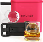 Berlinzo Ice Ball Maker Mold -2 Clear 2.4in Whiskey Spheres, Non-Electric | Silicone, BPA-free, whiskey and bourbon, slow-melt, easy release, 2-count, storage bag included