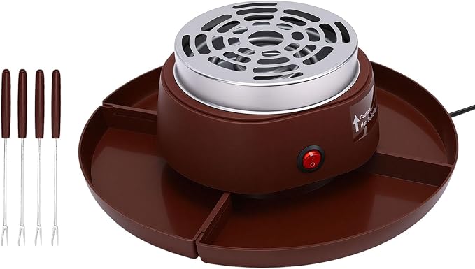 AUNMAS 2 in 1 Electric Smores Maker Kit Indoor Tabletop Roaster with 4 Forks & Detachable Trays for Family Gatherings Game Nights (US Plug)