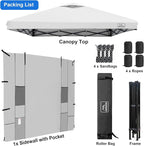 KAMPKEEPER 10x10 Easy Pop Up Canopy Tent with Sidewalls, Instant Outdoor Shade Shelter with Removable 10FT Sun Walls, Quick Setup Waterproof and UV-Resistant for Patio (White, 1 sidewall)