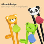 PandaEar 3 Pairs Animal Toddler Training Chopsticks for Kids, Reusable Beginners Learning Chopsticks with Silicone Finger Guide, Frog, Bear & Panda Helpers for Boys and Girls Ages 2-8