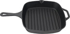 Jim Beam , Pre Seasoned Cast Iron Square Skillet with Ridges, 16", Black