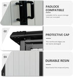 Favfurish c Outdoor Storage Shed Waterproof Resin Cabinet Heavy Duty Metal Sheds, with Lockable Doors,Tool Sheds for Garden,Backyard,Lawn,Bikes and Patio Furniture,Easy Assembly,Gray