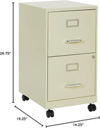 OSP Home Furnishings 2 Drawer Mobile Locking Metal File Cabinet, Tan