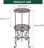 Sungmor Heavy Duty Cast Iron Potted Plant Stand,26-Inch 2 Tiers Metal Planter Rack,Decorative Flower Pot Holder,Vintage & Rustic Style Indoor Outdoor Garden Pots Container Supports