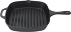 Jim Beam , Pre Seasoned Cast Iron Square Skillet with Ridges, 16", Black