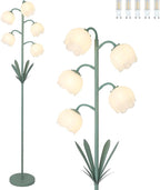 5-Lights Flower Floor Lamp with LED Blubs, Green Modern Floor Lamps for Living Room, Adjustable Standing Lamps for Bedroom Reading, Corner Tall Lamp Tree Stand Up Lamp for Office Home Decor