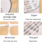 Foldable Drying Net for Vegetables, Fish, and Dehydrated Goods, Multi-Tiered Food Drying Net, Versatile Drying Rack, Windproof Design, Zipper Closure for Insect Protection 4Layer White