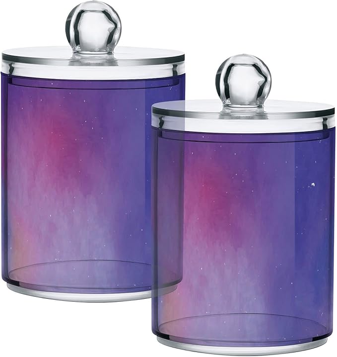 Galaxy Purple 2PCS Airtight Transparent Glass Storage Jar, Food Storage Container Glass, Can Store Candy, Salt, Coffee Beans, With lid, Easy To Use…