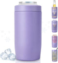 4-in-1 Slim Can Cooler Easy to Hold Insulated Beer Can Holder Double-Walled Stainless Steel for All 12 Oz Cans (lilac purple)
