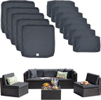 ClawsCover 12Pack Outdoor Seat and Back Cushions Replacement Covers Fit for 6Pieces 5-Seater Wicker Rattan Patio Furniture Conversation Set Sectional Couch Chairs,Dark Grey-Include Cover Only