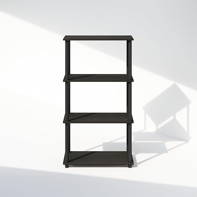 Furinno Turn-N-Tube 4-Tier Multipurpose Shelf Display Rack, Shelving Unit, Bookcase, Espresso/Black