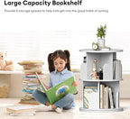 Nidouillet Small Rotating Bookshelf, 2Tier Revolving Bookcase 360 Display Round Bookshelf Narrow Swivel Corner Book Shelf Standing Bookcase for Adult Bedroom, Living Room