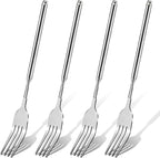 4 PCS Extendable Fork Set, Long Forks, Extended Stainless Steel Telescopic Forks for BBQ, Dinner, Dessert, Sausages, Hot Dogs, 9" to 25.2" Silver