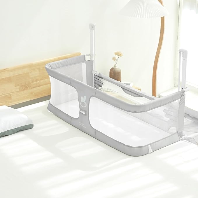 SISTINE Baby Bedside Crib, 3 in 1 Baby Bassinet, Baby bedside bassinet, Safe bedside bassinet,Crib Safe Sleeping Together，Infant/Baby Boy/Baby Girl/Crib Side Bassinet (Gray)