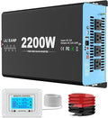 New Upgraded 2200 Watts Pure Sine Wave Inverter, 12V DC to 110V AC Power Inverter with 4 AC Outlets, USB Port, Type-C Port for Truck, Vehicle, Power Outage, Remote Control with LCD Screen