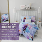 Disney Frozen 2 Kids Bedding Super Soft Comforter and Sheet Set with Sham, 5 Piece Twin Size, "Official" Disney Product By Franco