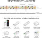 BTF-LIGHTING RGBCCT 5 Colors in 1 LED Tape Lights 5050SMD RGBWW RGB+Dimmable Color Temperature 2700K-6500K 16.4ft 96LED/m 480LED IP30 DC12V White PCB for Home Decoration(No Adapter or Controller)