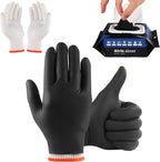 ANBOSON BBQ Gloves,Disposable BBQ Gloves Heat Resistant Cooking | 50 Disposable Nitrile Gloves with 2 Reusable Cotton Liners, Powder Free, Latex Free for Smoking,Grilling,Cooking,Food Prep
