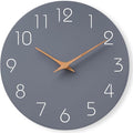 Mosewa Wall Clock 8 Inch Gray Battery Operated Silent Non Ticking Simple Modern Wood Clock Decorative for Bedroom Living Room Kitchen Home Bathroom Office