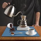 ZLR Coffee Bar Mat for Keurig & Nespresso, 12"x16" Small, Navy Blue | Absorbent Dish Drying Mat, Stain-Hiding PU Leather Top, Non-Slip Rubber Back, Heat-Resistant, Fits Frother & Pour-Over
