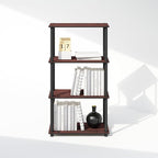 Furinno Turn-N-Tube 4-Tier Multipurpose Shelf Display Rack, Shelving Unit, Bookcase, Dark Cherry/Black