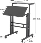sogesfurniture Mobile Standing Desk Laptop Workstation on Wheels, Adjustable Computer Desk for Standing or Sitting, Black 101-BK