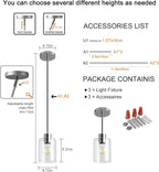 Chrome Pendant Lights Kitchen Island - Clear Glass Pendant Light Fixture Multiple Stems Rods 3 Units 12 Inch 3 Units 4 Inch (3 Pack Chrome Downrod)