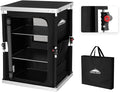 EAGLE PEAK Outdoor Folding Camping Table with Large 3-Tier Storage Organizer and Side Pockets, Easy Set Up Portable Aluminum Camping Kitchen, Black